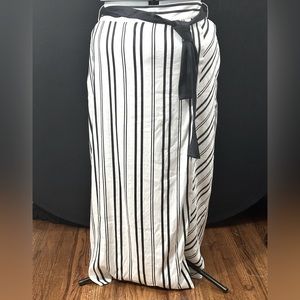 Black White Striped Long Maxi Skirt
